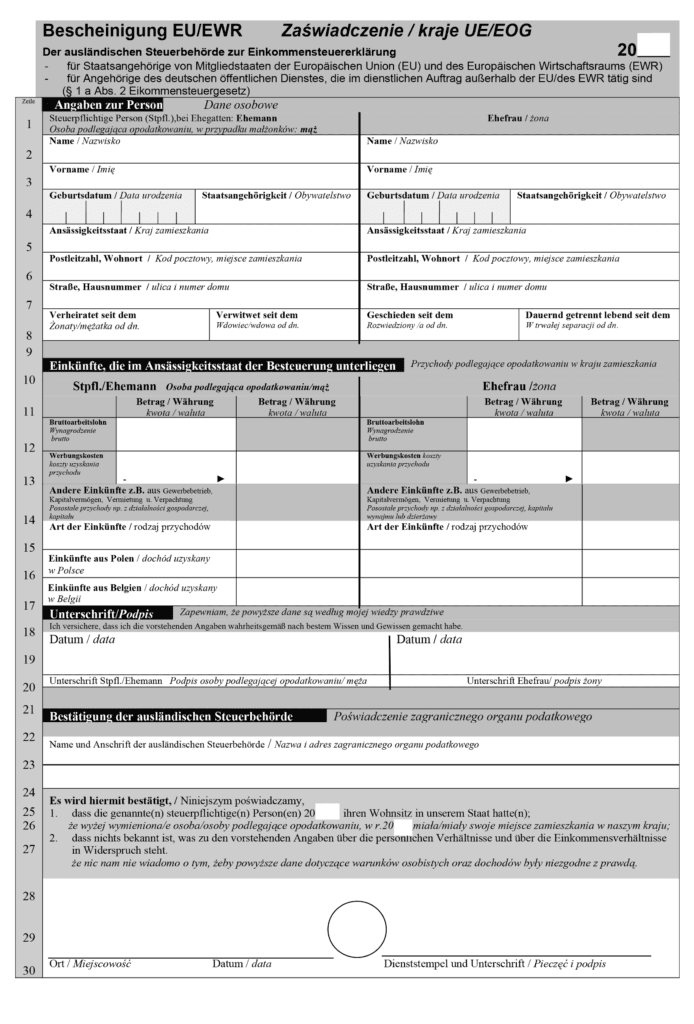 Jakie dokumenty są potrzebne do rozliczenia podatku z Belgii? Formularz UE/EWR