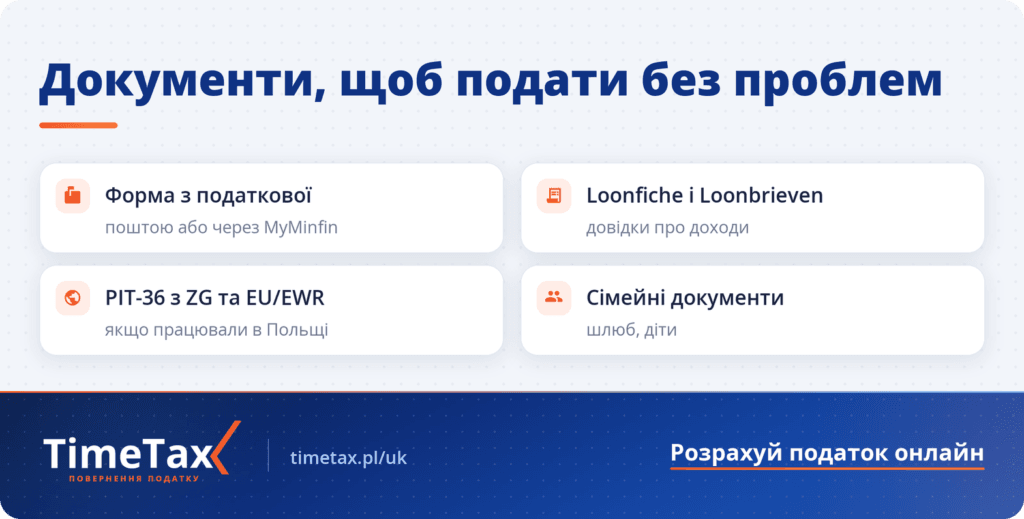 Документи для подання податкової декларації в Бельгії — форма з MyMinfin, Loonfiche, PIT-36 з ZG, EU/EWR