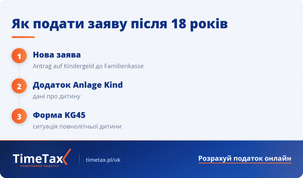 Як подати заяву на Kindergeld після 18 років: Antrag auf Kindergeld, Anlage Kind, форма KG45