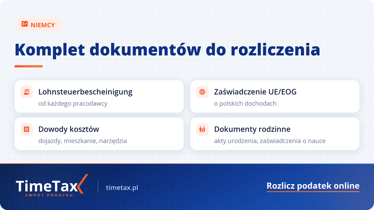Dokumenty do rozliczenia podatku w Niemczech – Przewodnik TimeTax — checklista