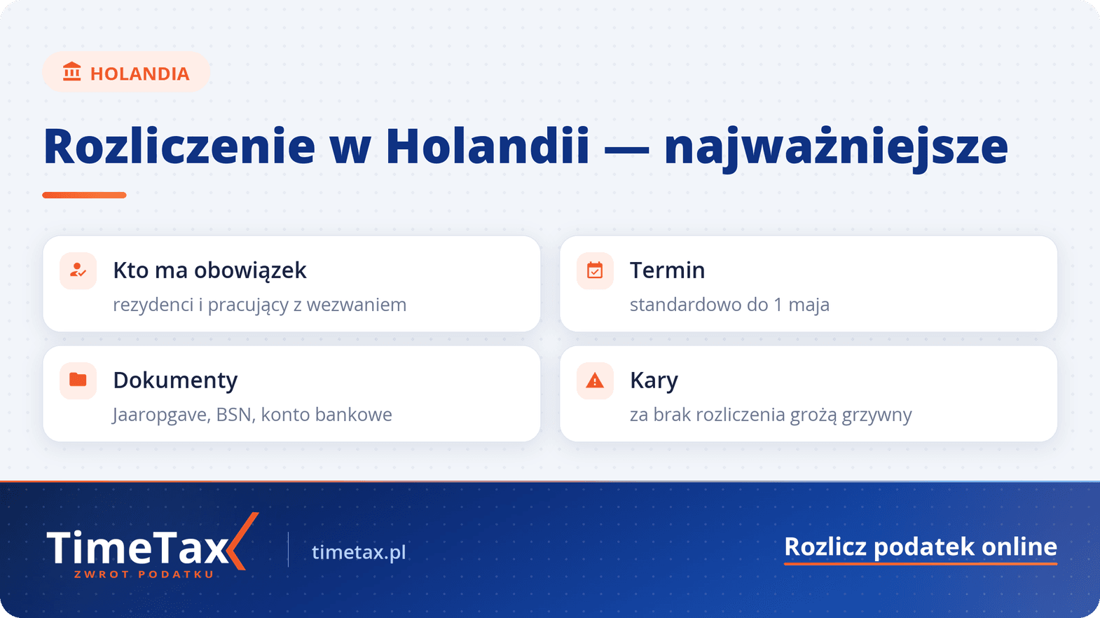 Podatek dochodowy w Holandii — checklista