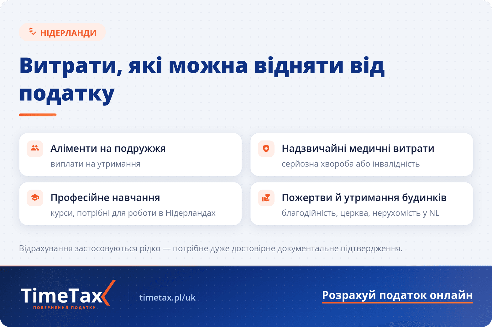 Які витрати я можу відняти з мого податку в Нідерландах — чекліст
