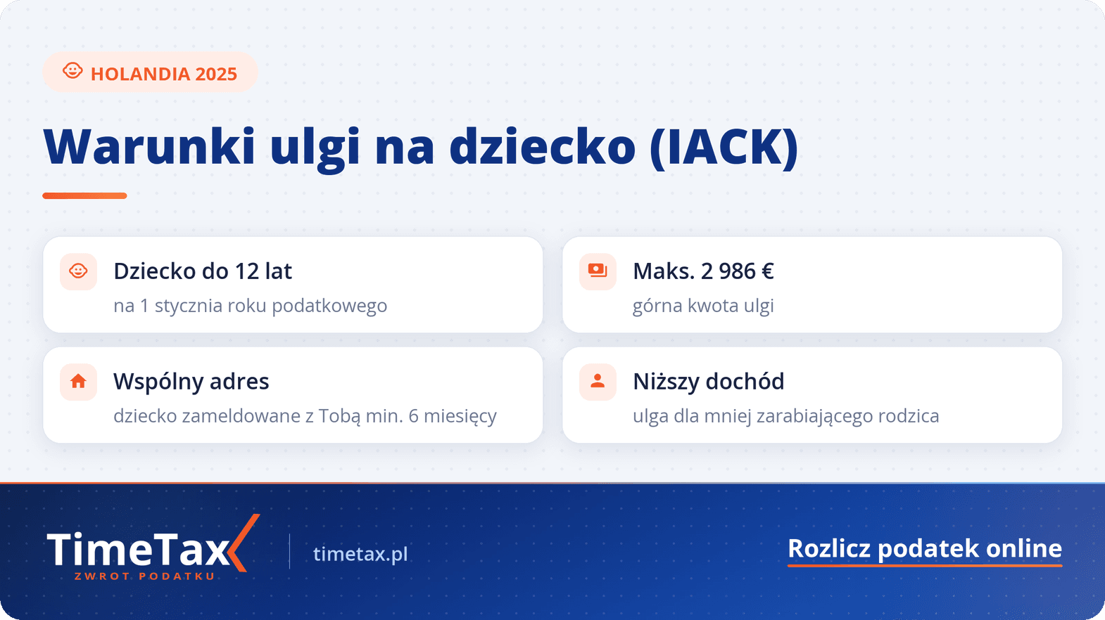 Ulga na dziecko w Holandii – Inkomensafhankelijke combinatiekorting — checklista
