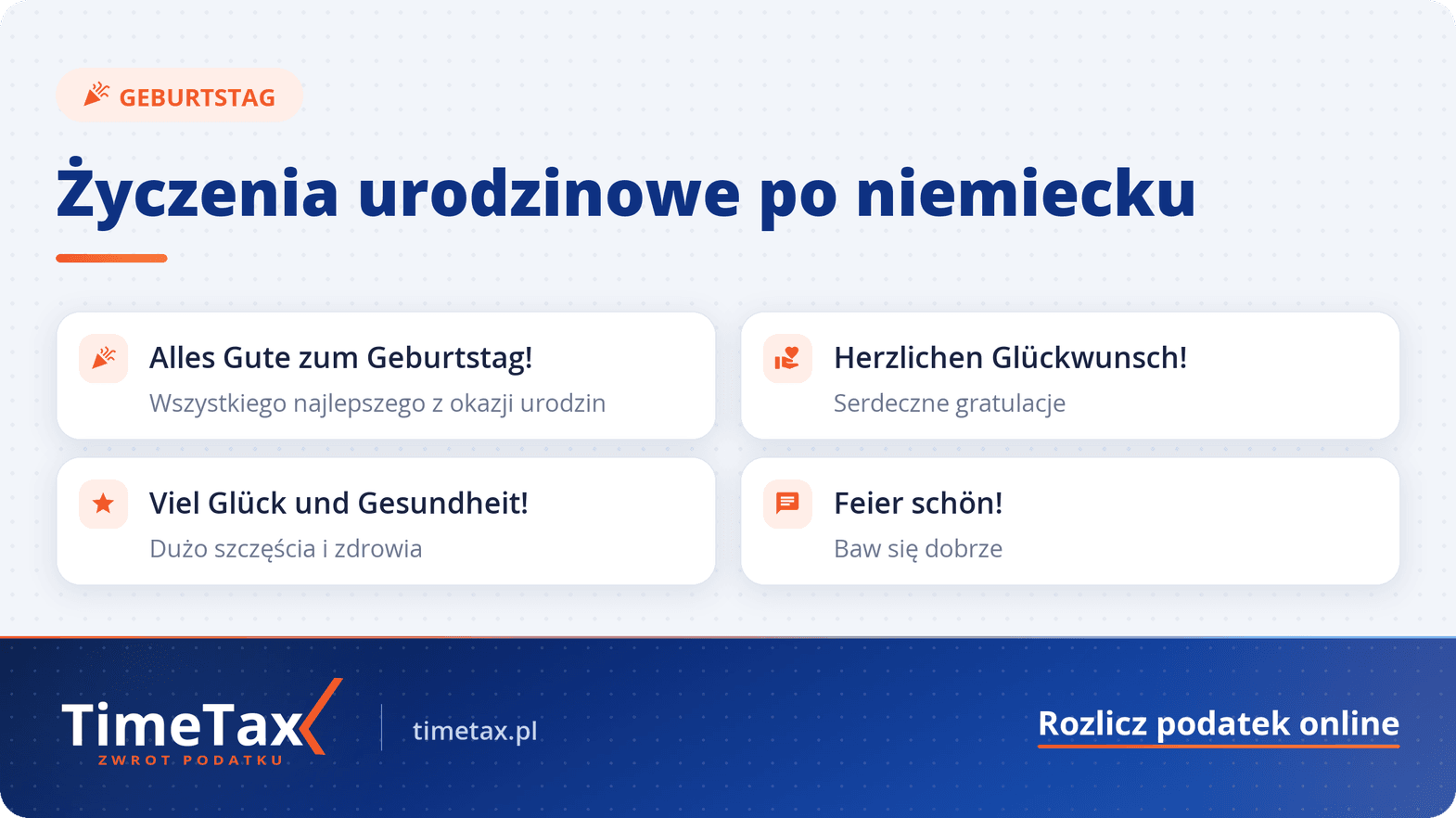 Życzenia urodzinowe po niemiecku — checklista