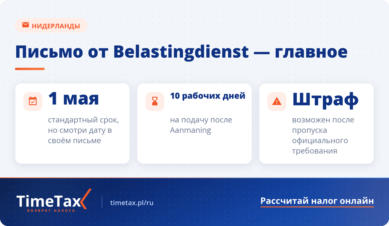 Получили письмо от Belastingdienst? Как подать налоговую декларацию в Нидерландах и избежать штрафа — ключевые цифры